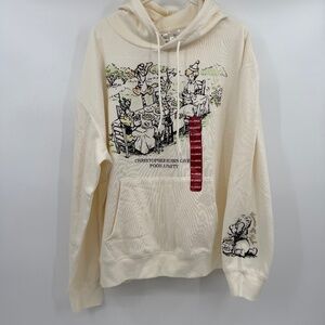 Disney Winnie The Pooh Hoodie Women XL NEW Ivory Graphic Embroidered Friends